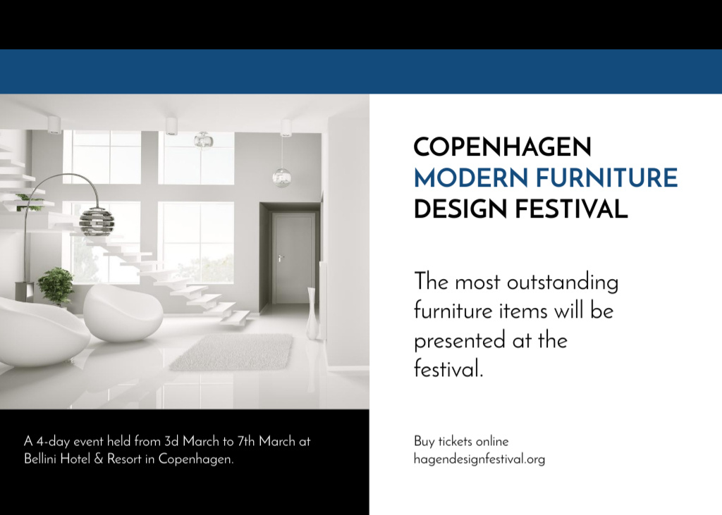 Contemporary Furniture and Design Festival Flyer 5x7in Horizontal tervezősablon