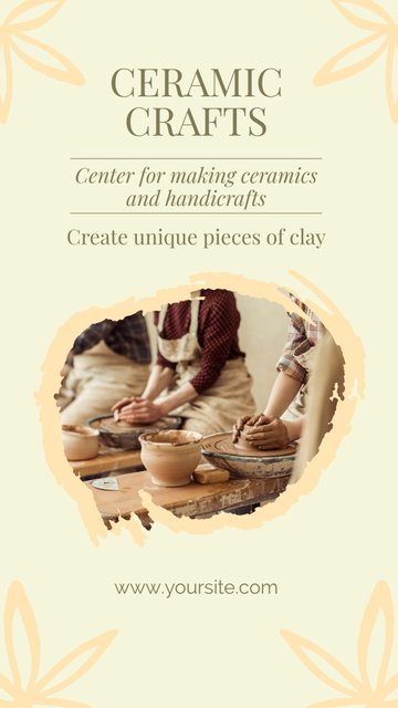 Handicraft Center Ad with People Making Pottery Instagram Story Πρότυπο σχεδίασης