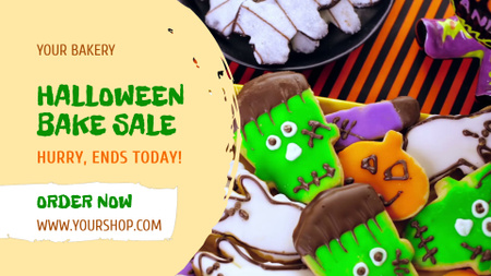 Szablon projektu Wyprzedaż wypieków na Halloween ze słodkimi ciasteczkami Full HD video