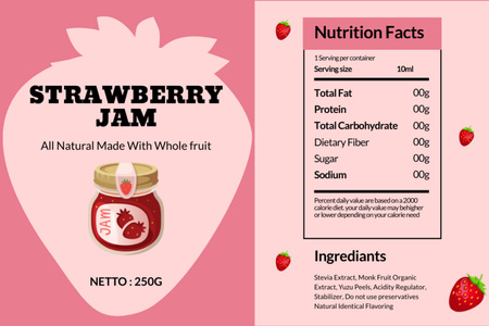 Růžová značka pro maloobchod s jahodovým džemem Label Šablona návrhu