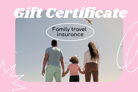 Family Travel Insurance Offer Gift Certificate Modelo de Design