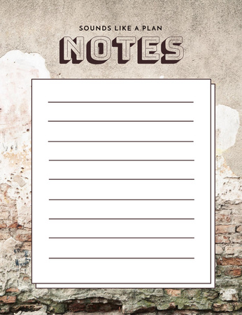 Planner with Old Wall with Broken Bricks Notepad 107x139mm Design Template