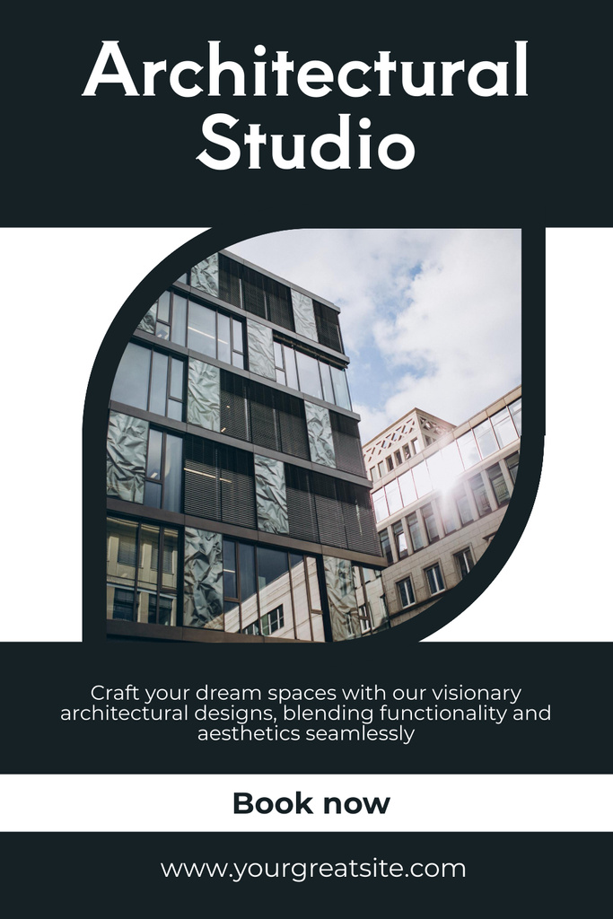 Designvorlage Visionary Architectural Studio Service With Booking für Pinterest