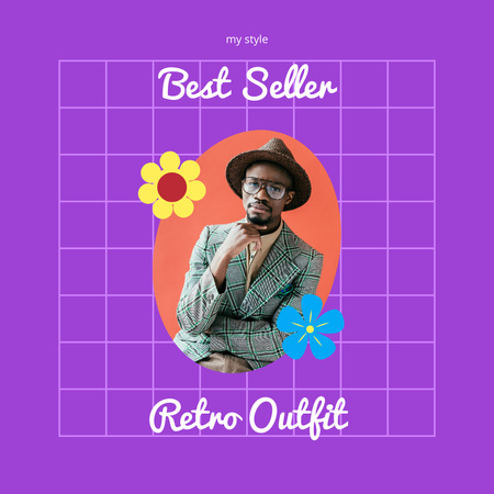 Male Retro Outfit Ad  Instagram Design Template