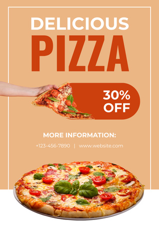 Plantilla de diseño de Oferta de pizza deliciosa con descuento Poster 