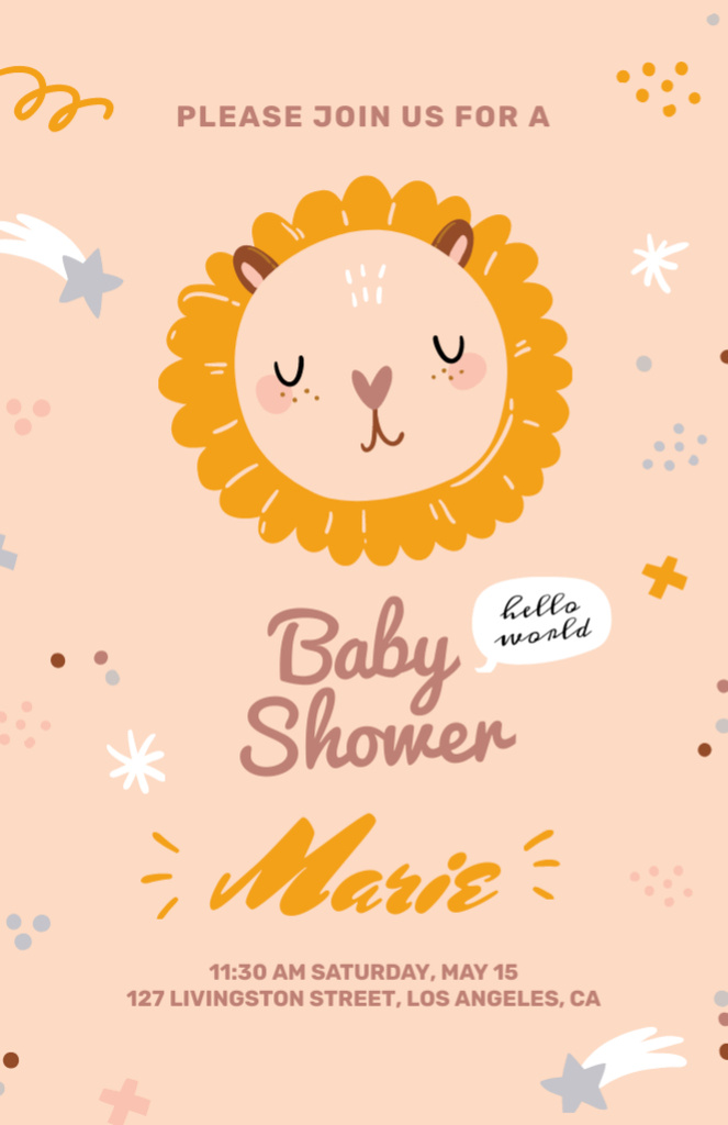 Memorable Baby Shower Party With Cute Animal Invitation 5.5x8.5in Design Template