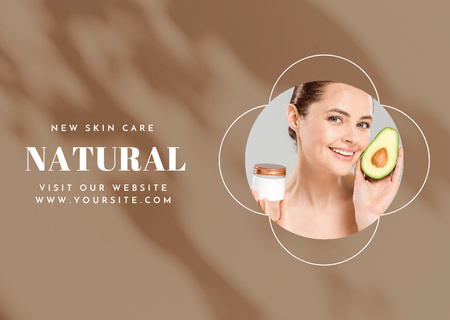 Refreshing Skincare Cream Offer With Avocado Flyer A6 Horizontal Design Template