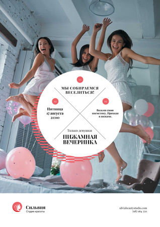 Girls jumping on bed Poster – шаблон для дизайна