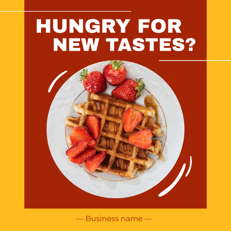 Offer of Sweet Waffle with Strawberries Animated Post Modelo de Design