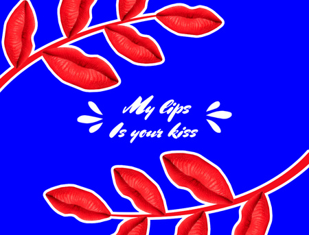 Cute Love Phrase With Bright Red Leaves Postcard 4.2x5.5in Tasarım Şablonu
