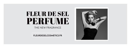 Perfume ad with Fashionable Woman in Black Facebook cover Modelo de Design