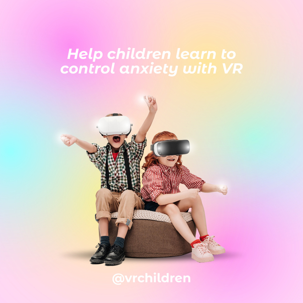 Designvorlage Children Learning to Control Anxiety with VR für Instagram