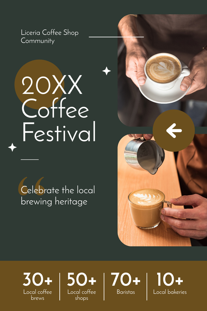 Designvorlage Coffee Festival's Announcement Layout für Pinterest
