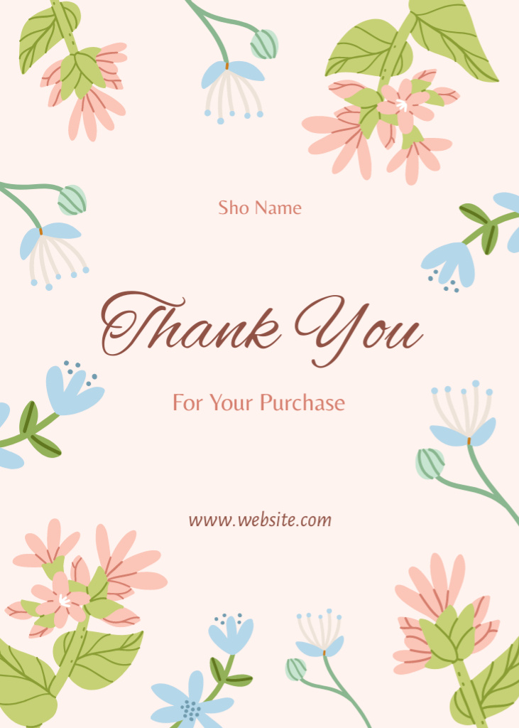 Joyful Expression of Gratitude for Purchase Postcard 5x7in Vertical Design Template