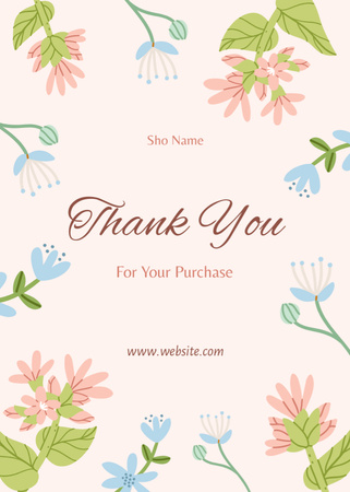 Thankful Phrase for Purchase Postcard 5x7in Vertical Design Template