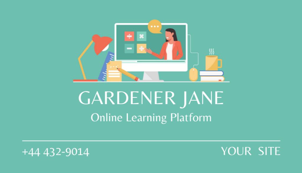 Online Learning Platform Advertising Business Card US Design Template