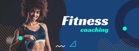 Platilla de diseño Fitness Coaching Offer with Athlete Woman Facebook cover