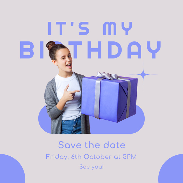 Save the Date of My Birthday Party Instagramデザインテンプレート