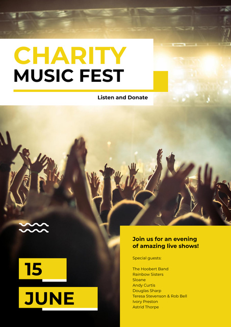 Designvorlage Music Fest Invitation with Crowd at Concert für Poster