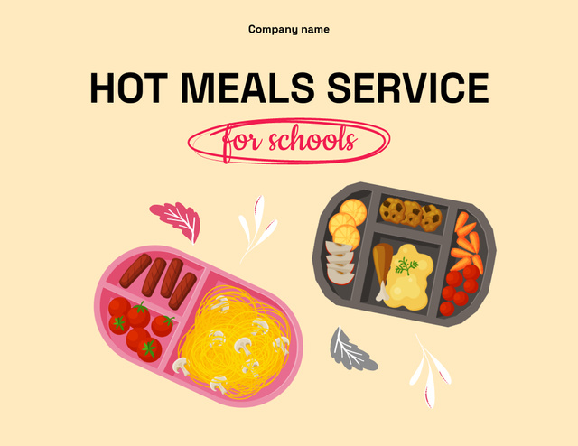 Ontwerpsjabloon van Flyer 8.5x11in Horizontal van Affordable School Food In Containers Virtual Deals