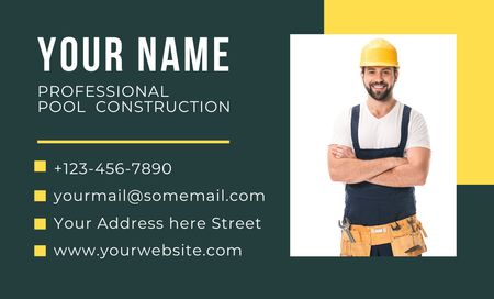 Professional Swimming Pool Constructor Business Card 91x55mm Design Template