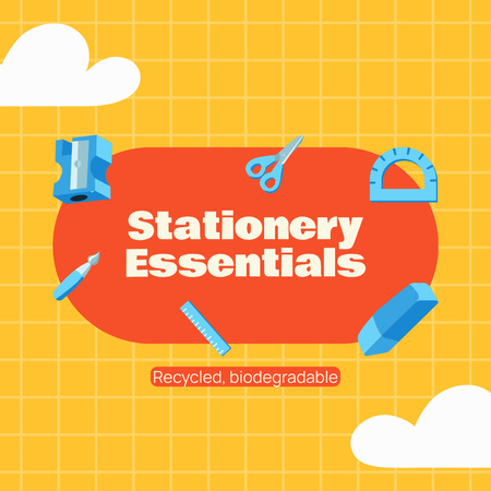 Store With Biodegradable Stationery Essentials Instagram AD Design Template