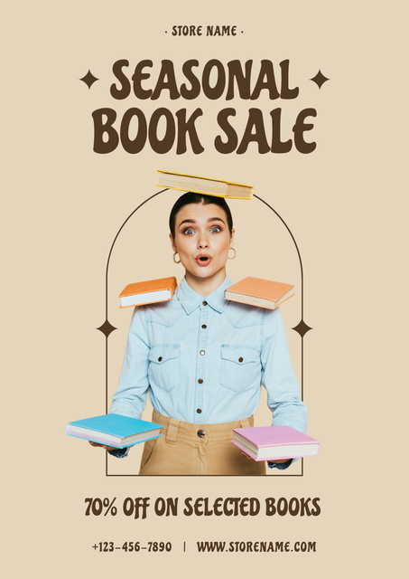 Seasonal Book Sale Poster Πρότυπο σχεδίασης