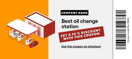 Platilla de diseño Best Oil Change Station for Cars With Discount And Clearance Coupon 3.75x8.25in