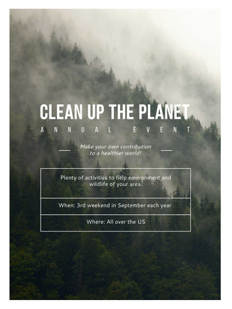 Ecological Event Foggy Forest View Poster US Design Template