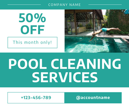 Monthly Discount on Private Pools Cleaning Facebook Design Template