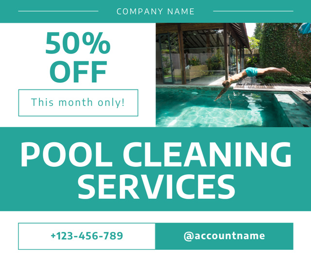 Plantilla de diseño de Monthly Discount on Private Pools Cleaning Facebook 