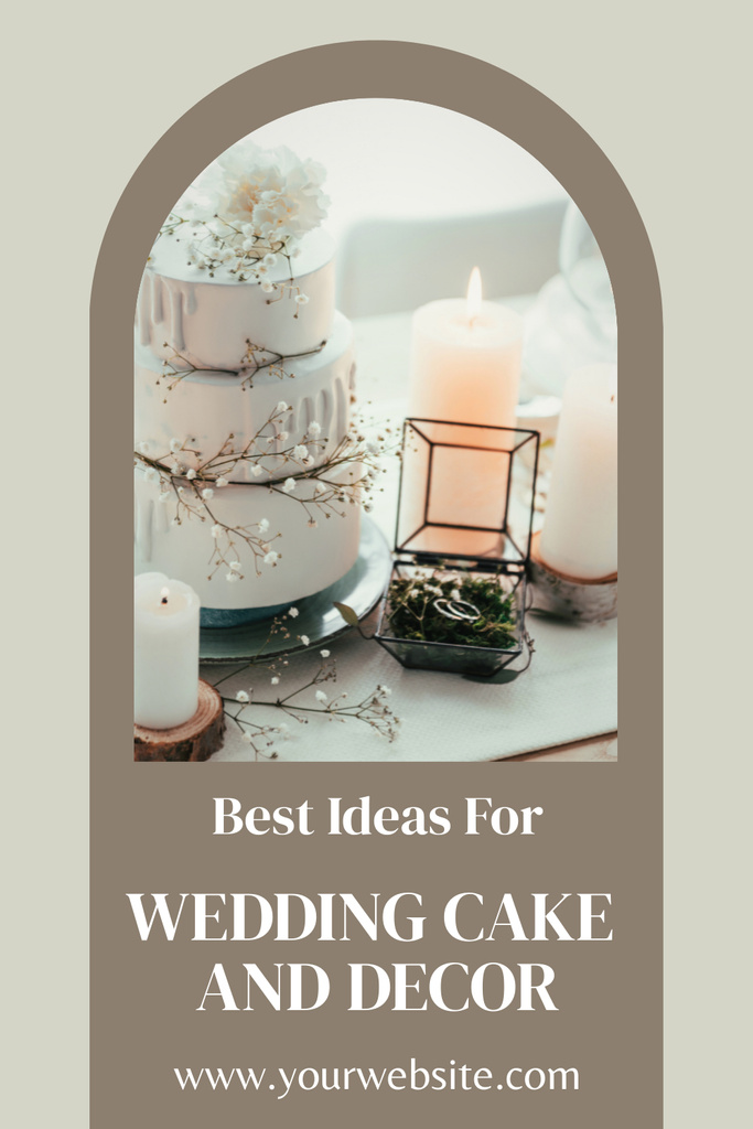 Plantilla de diseño de Stylish Table Setting with Cake and Wedding Rings Pinterest 