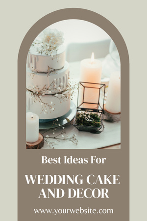 Plantilla de diseño de Mesa con estilo con pastel y anillos de boda Pinterest 