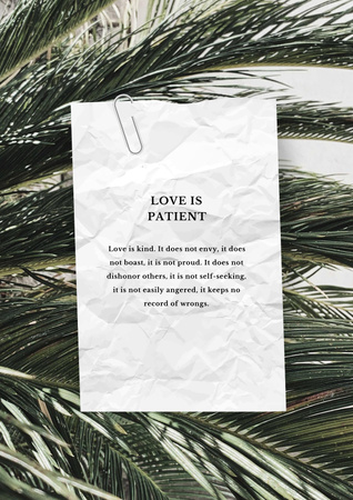 Designvorlage Love Quote on palm Leaves für Poster