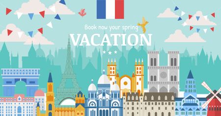 Platilla de diseño France famous travelling spots Facebook AD