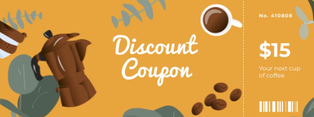 Discount Offer with Cup of Coffee and Grains Coupon – шаблон для дизайну