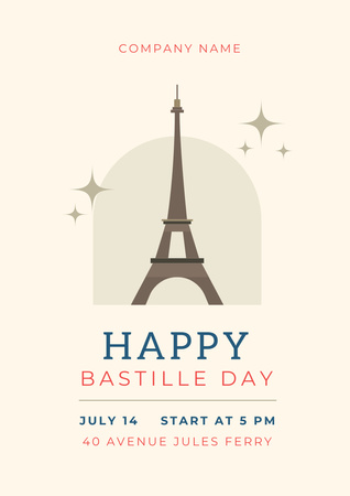 Happy Bastille Day Event Announcement Poster A3デザインテンプレート