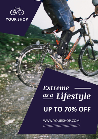 Extreme Sport Inspiration with Cyclist in Mountains Flyer A4 Design Template
