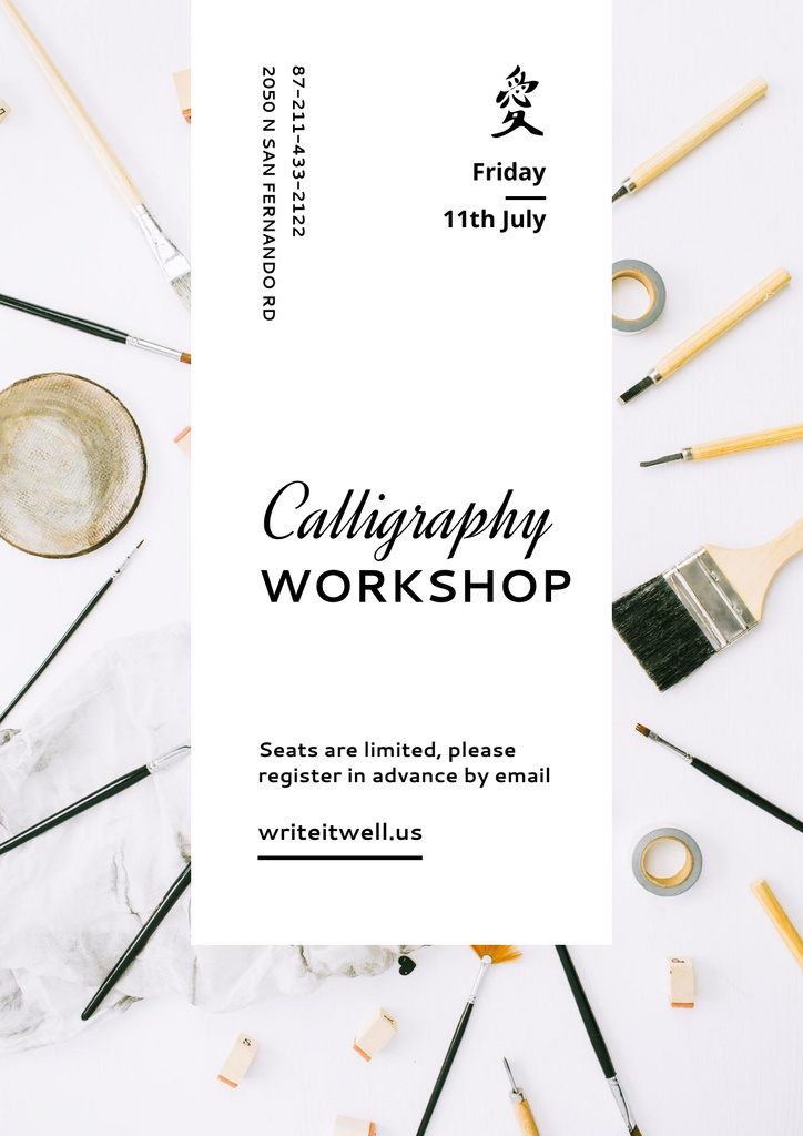 Ontwerpsjabloon van Poster van Calligraphy workshop Annoucement