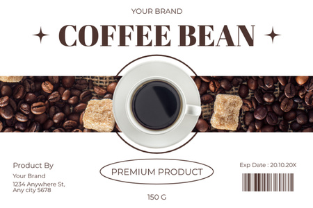 Template di design Etichetta per chicchi di caffè premium Label