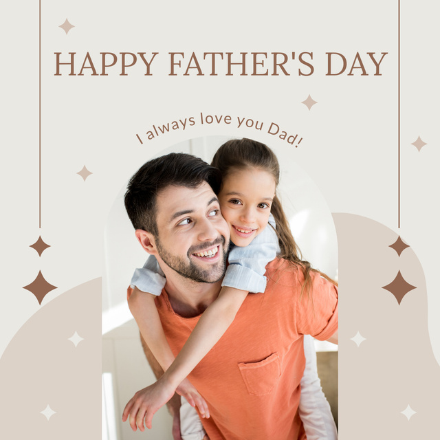 Ontwerpsjabloon van Instagram van Smiling Dad and Daughter on Father's Day