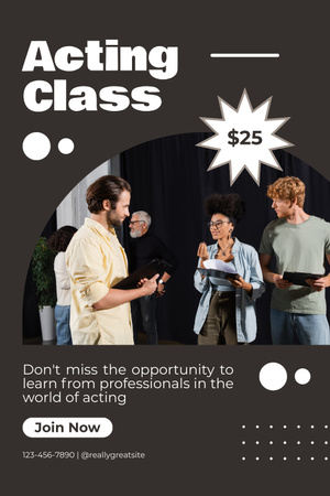 Offer Prices for Acting Classes Pinterest Design Template