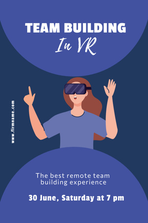 Virtual Team Building Announcement Invitation 6x9in Design Template