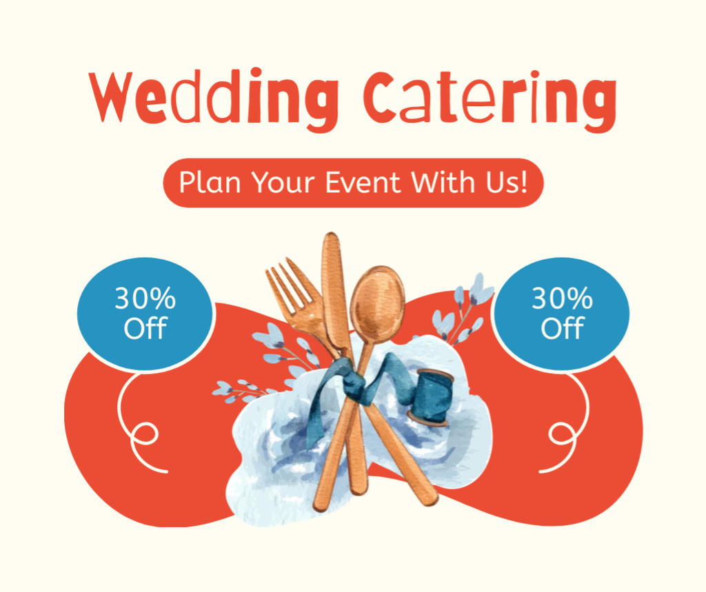 Ontwerpsjabloon van Facebook van Announcement of Discount on Wedding Catering Services