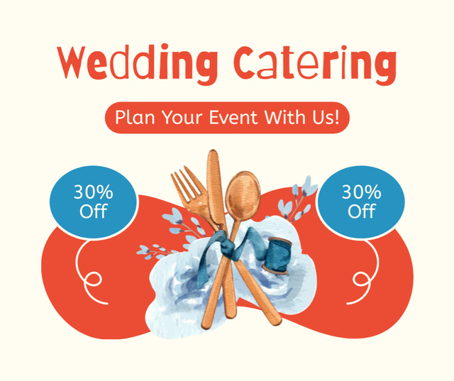 Modèle de visuel Announcement of Discount on Wedding Catering Services - Facebook