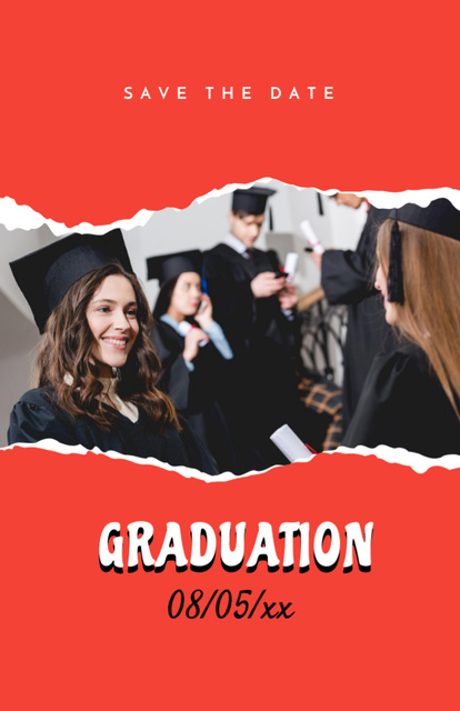 Graduation Announcement With Happy Cheerful Students Invitation 5.5x8.5in – шаблон для дизайна