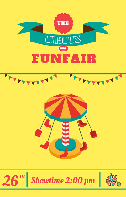 Circus and Funfair Announcement Invitation 4.6x7.2in Design Template