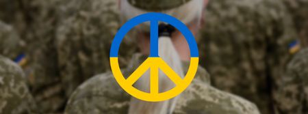 Template di design segno di pace in colori della bandiera ucraina Facebook cover