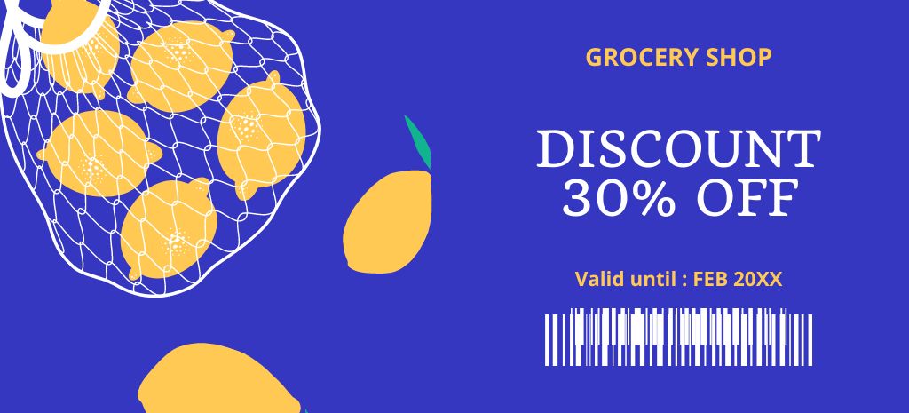 Designvorlage Grocery Store Promotion in Blue für Coupon 3.75x8.25in