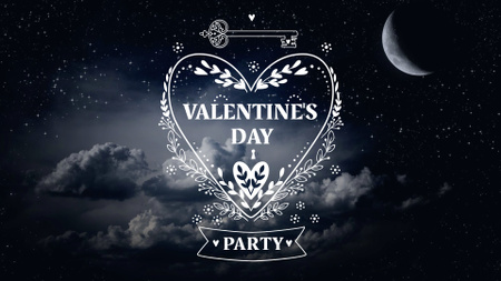 Valentine's Day Party Announcement with Dark Sky FB event cover Design Template